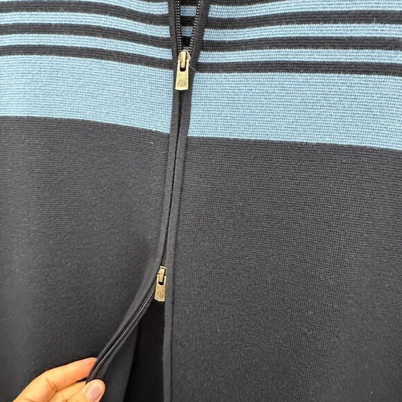 Dunhill Links Blue Stripe 100% Wool Knit Full Zip Golf Vest Mens size Large - Picture 4 of 9